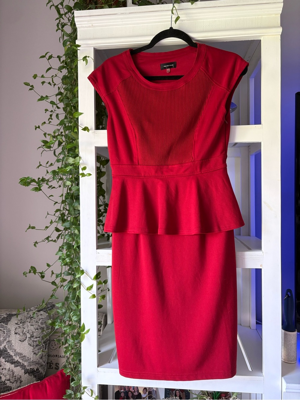 Spense Burnt Red Peplum Midi Dress